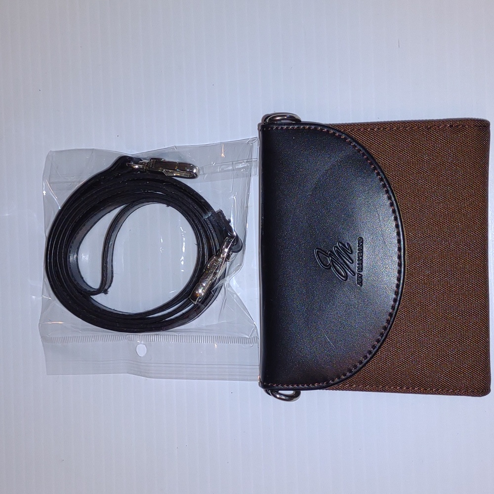 โฎ๏ธVINTAGEโฎ๏ธ JOY MANGANO Mini Wallet Crossbody in Two Tone Brown - Picture 2 of 7